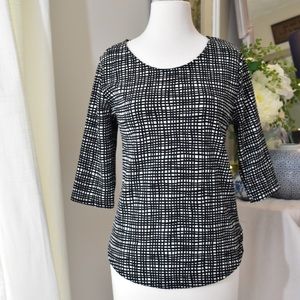 Green Envelope Black and White Patterned Top
